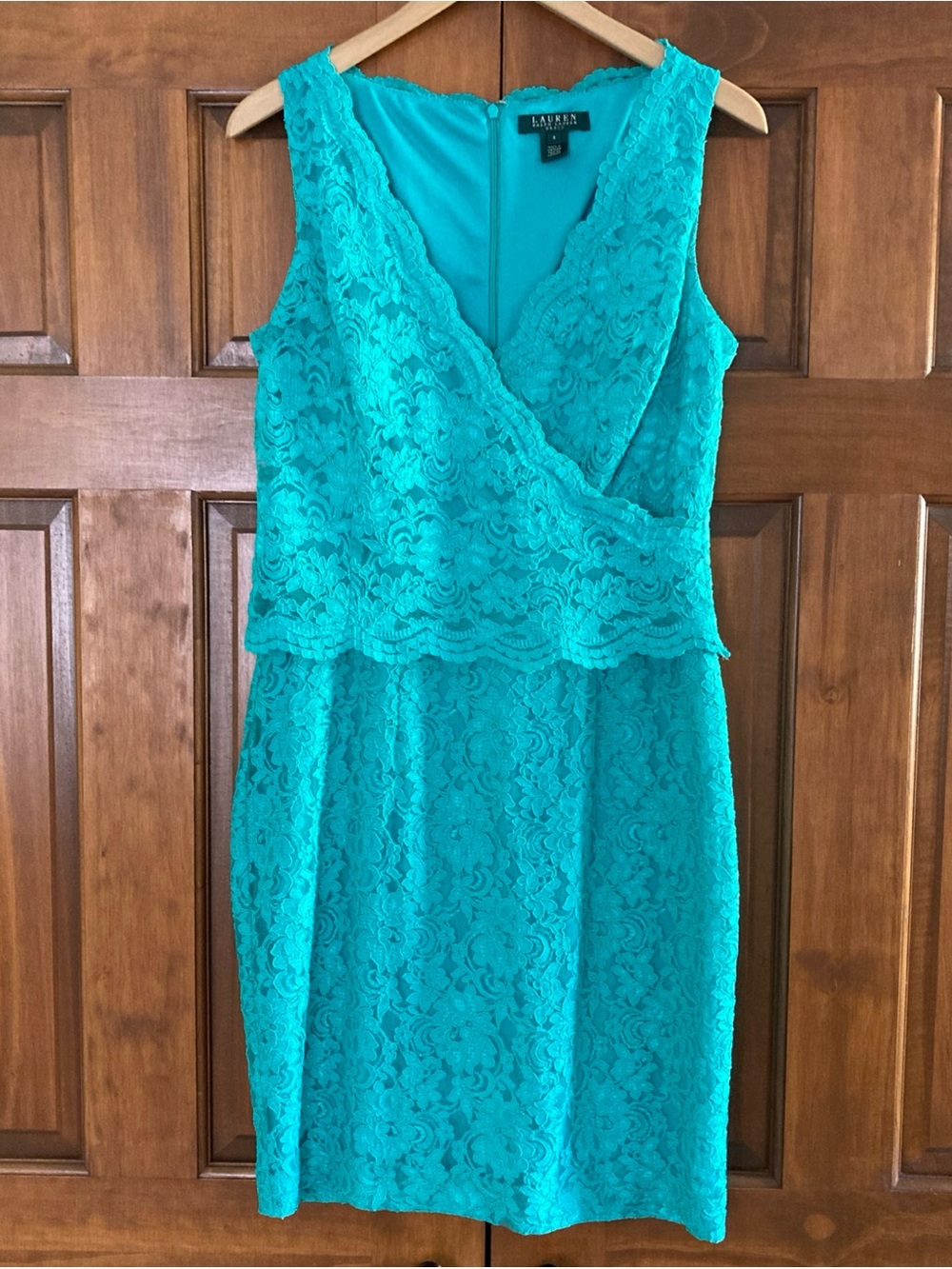 Lauren Ralph Lauren Turquoise Lace Sheath Dress women’s size 8